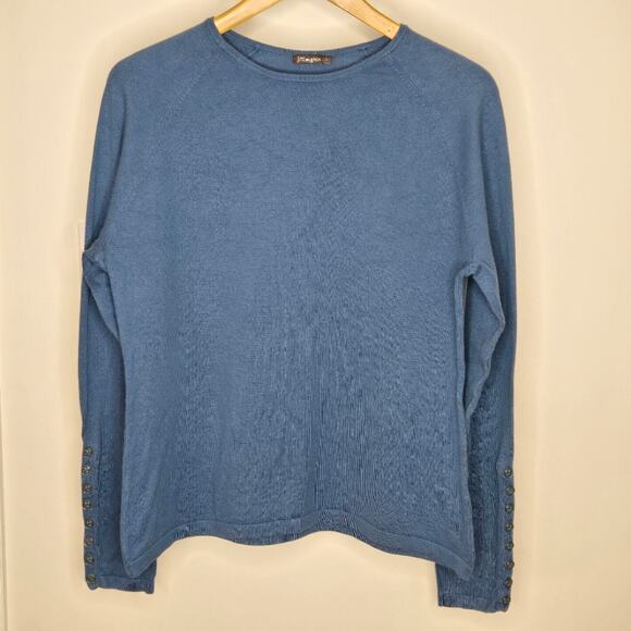 J. MCLAUGHLIN Teal Blue Long Sleeve Sweater Button Detail on Sleeves Size L - Picture 1 of 6